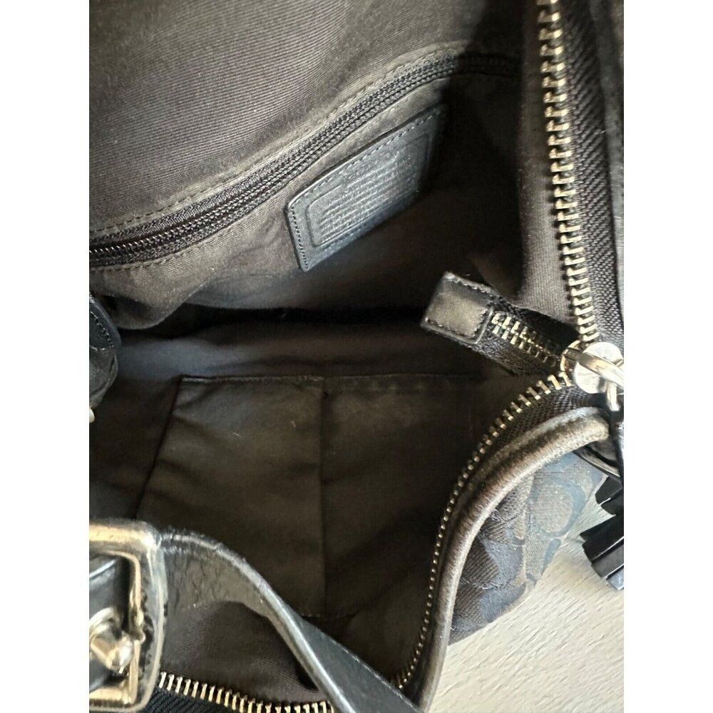 Coach Signature Canvas and Leather Shoulder Bag with Tassel Detail - Picture 12 of 16